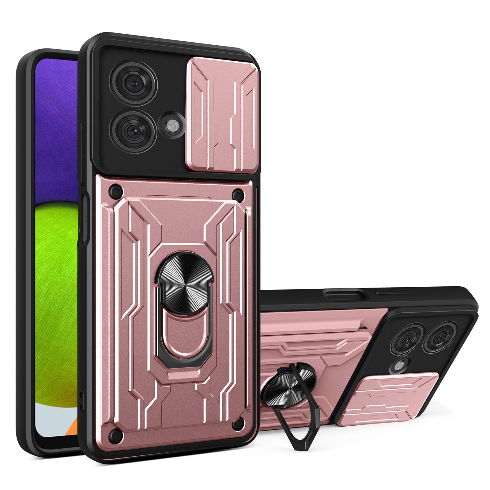 For Motorola Edge 40 Neo 5G Cell Phone Case PC+TPU Shockproof Card Holder Back Cover - Red