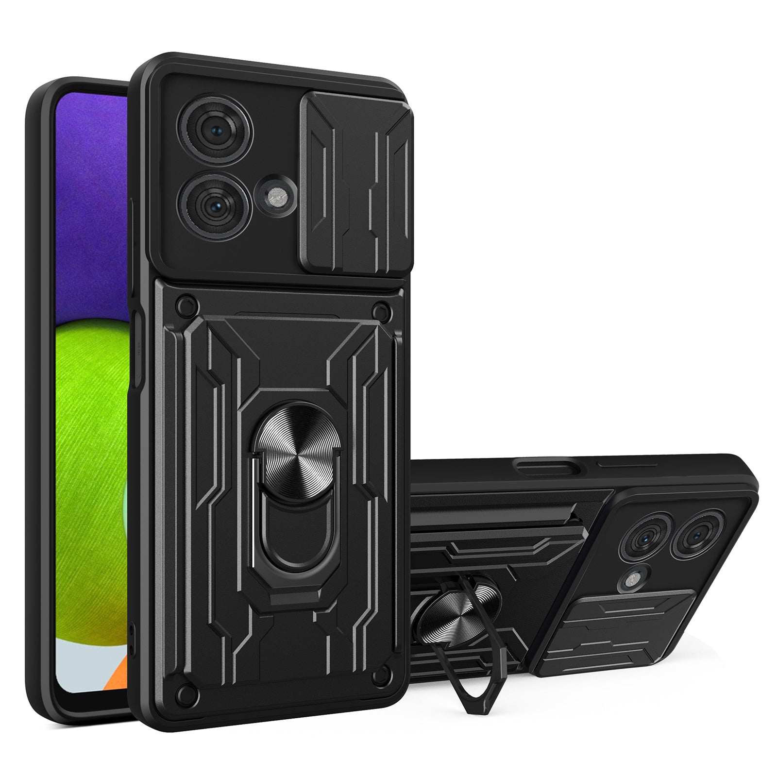For Motorola Edge 40 Neo 5G Cell Phone Case PC+TPU Shockproof Card Holder Back Cover - Red