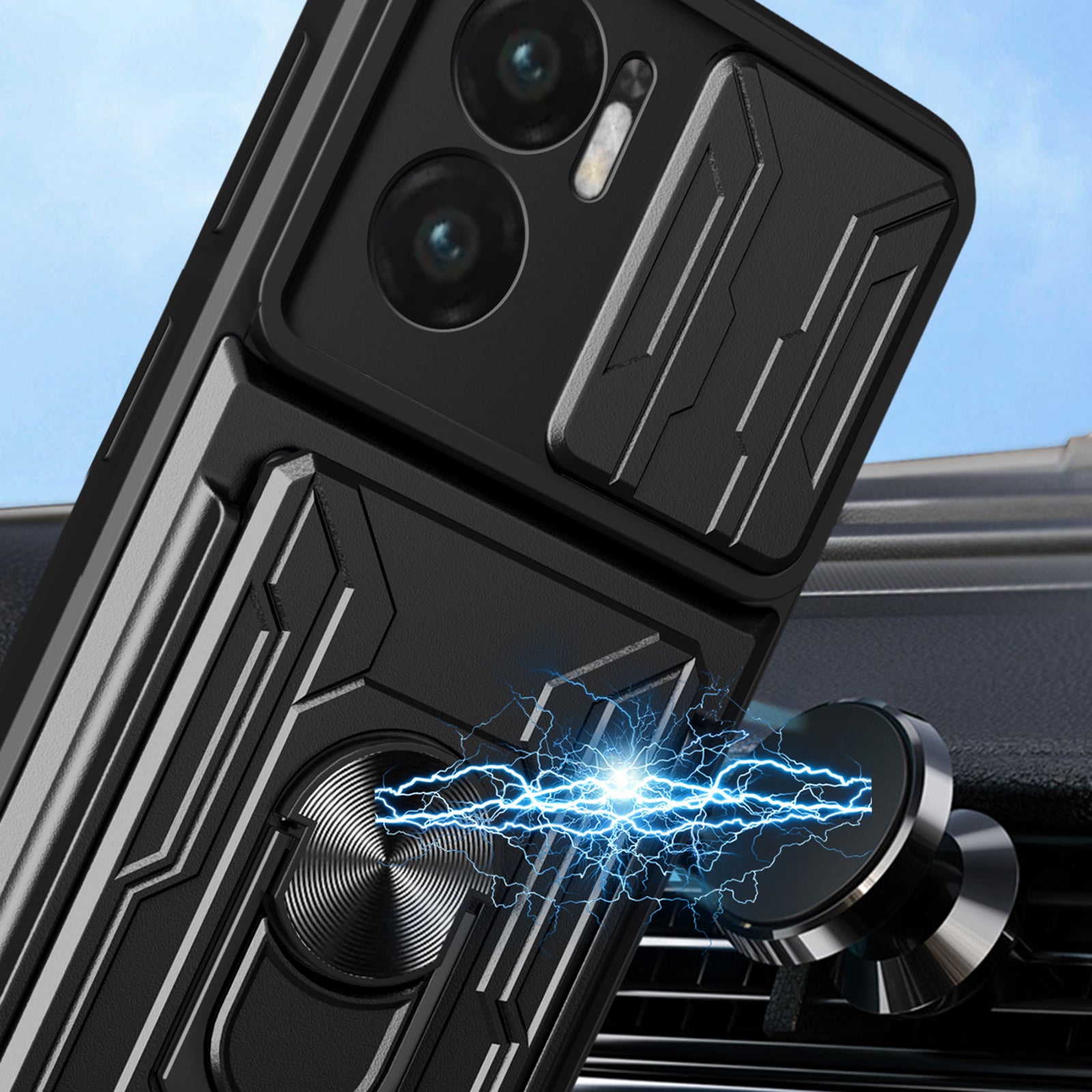 For Xiaomi Redmi 10 5G / Redmi Note 11E 5G / Redmi 10 Prime+ 5G Case PC+TPU Card Slots Cover - Sapphire