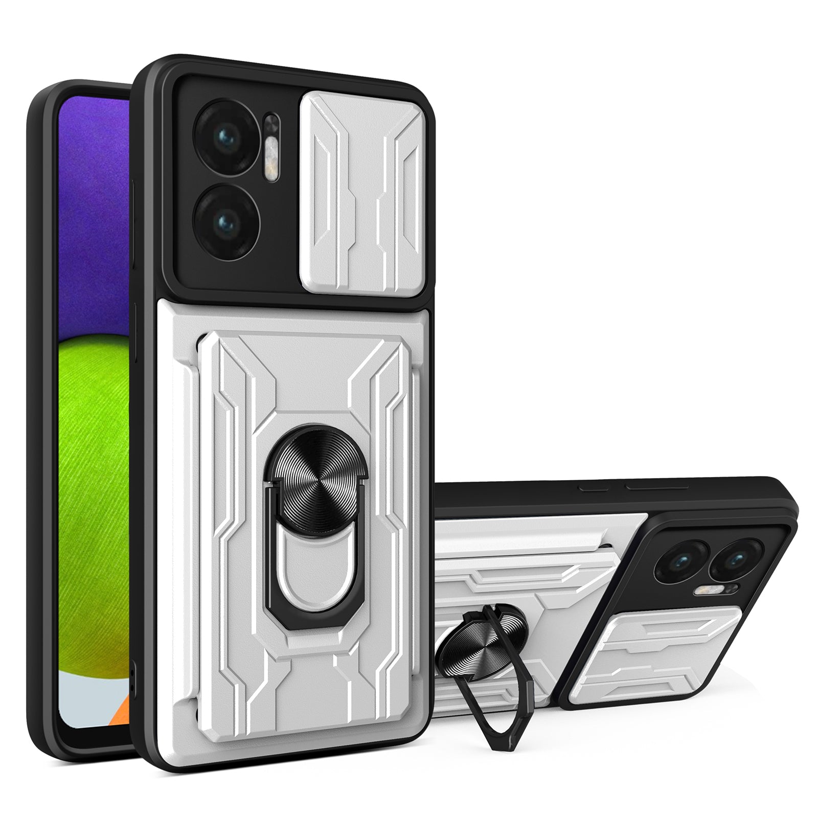 For Xiaomi Redmi 10 5G / Redmi Note 11E 5G / Redmi 10 Prime+ 5G Case PC+TPU Card Slots Cover - Sapphire