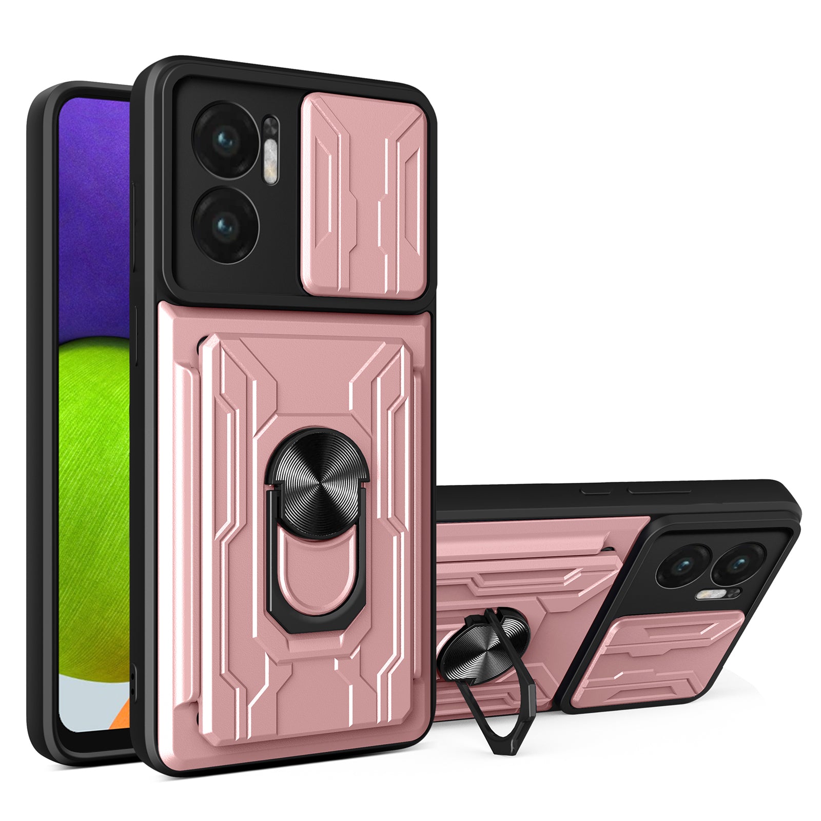 For Xiaomi Redmi 10 5G / Redmi Note 11E 5G / Redmi 10 Prime+ 5G Case PC+TPU Card Slots Cover - Sapphire