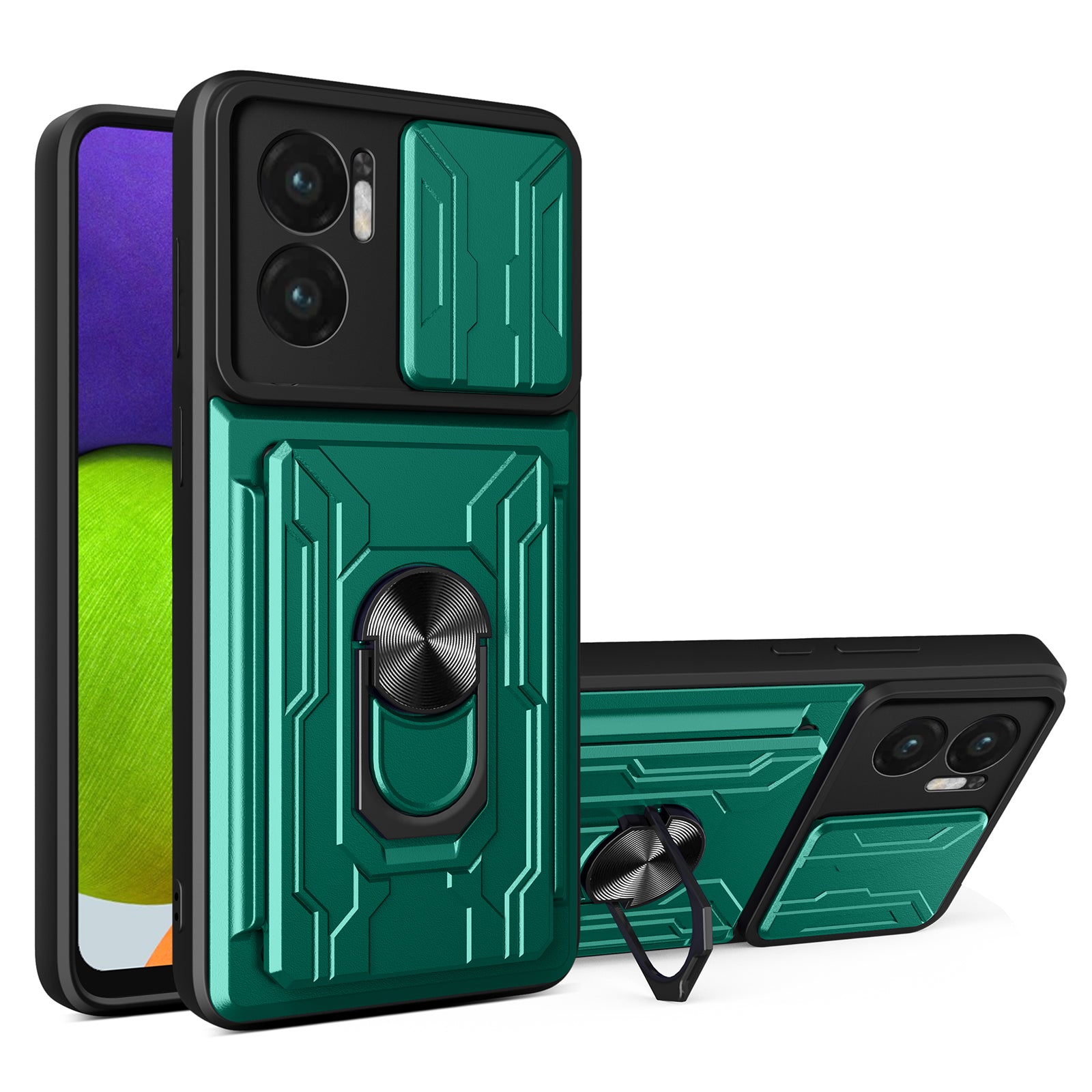For Xiaomi Redmi 10 5G / Redmi Note 11E 5G / Redmi 10 Prime+ 5G Case PC+TPU Card Slots Cover - Sapphire