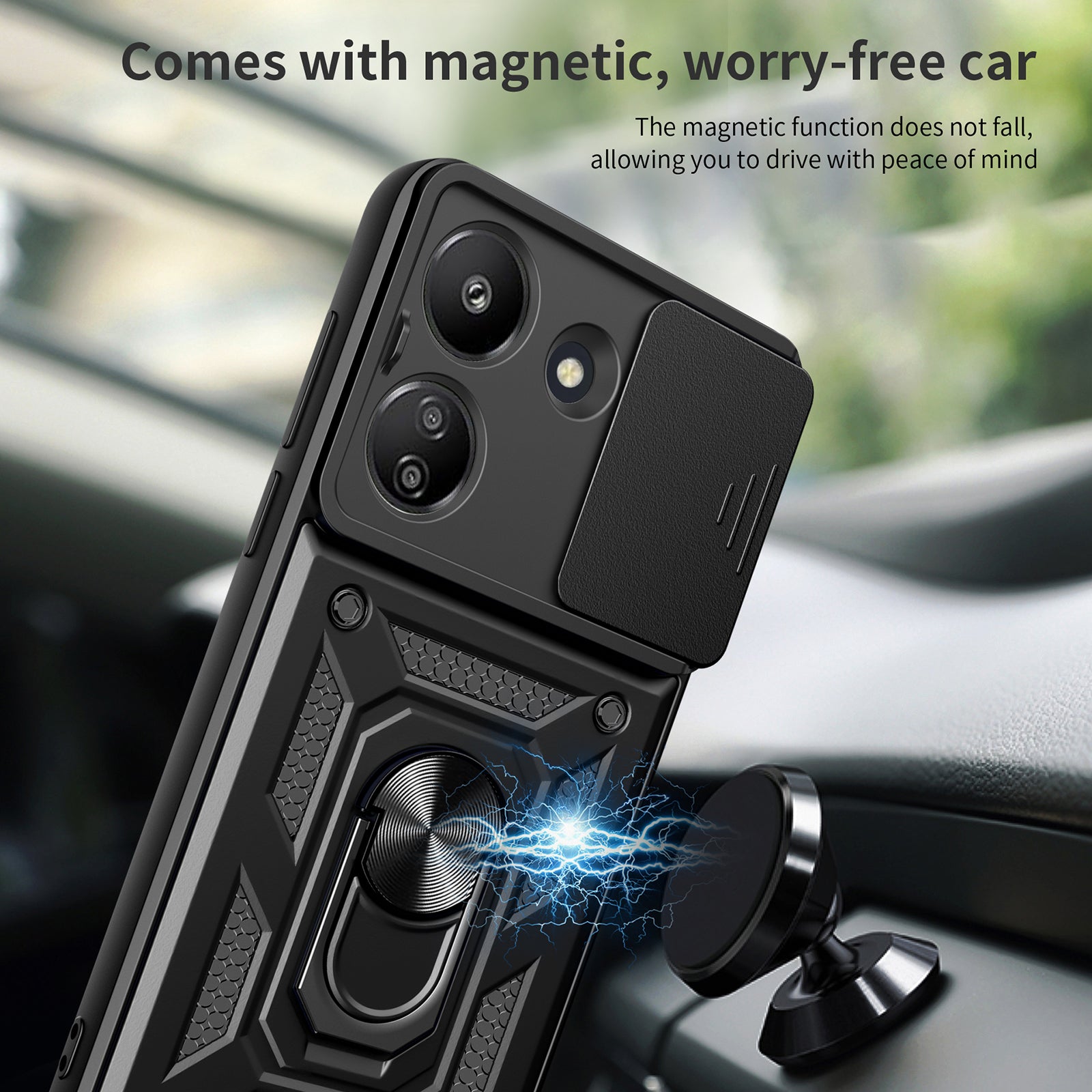 For Xiaomi Redmi 13C 4G / Poco C65 4G Case Anti-scratch TPU+PC Kickstand Phone Cover - Silver