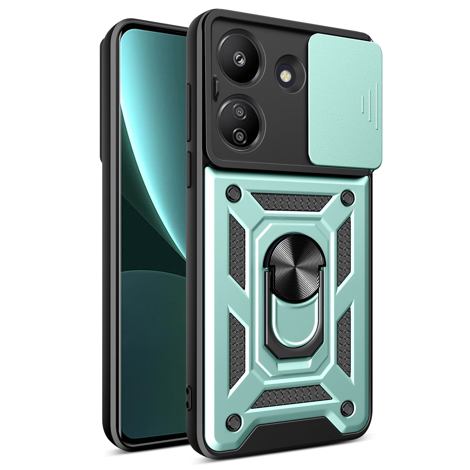 For Xiaomi Redmi 13C 4G / Poco C65 4G Case Anti-scratch TPU+PC Kickstand Phone Cover - Silver