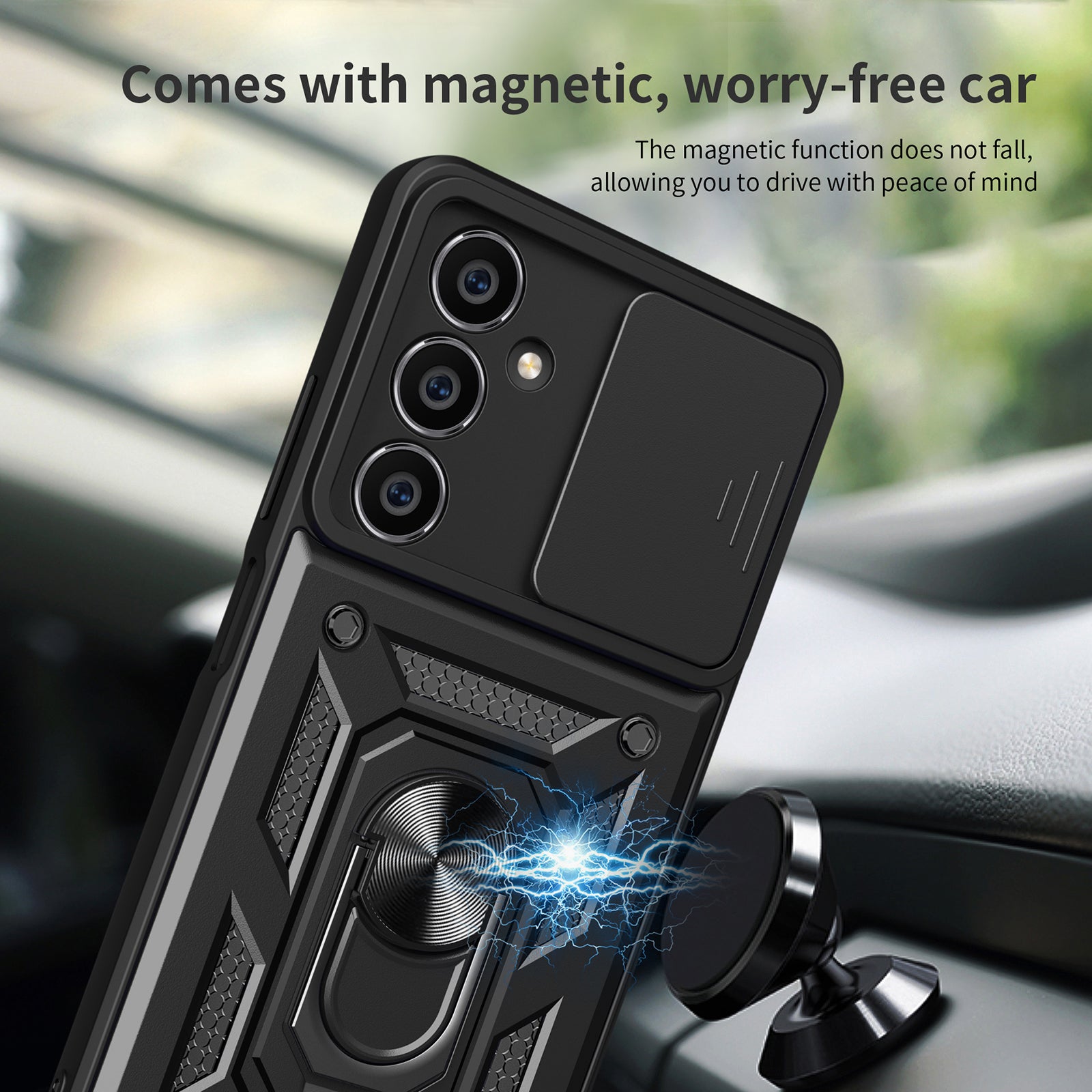 For Samsung Galaxy A05s 4G Cell Phone Case Slide Lens Protection Kickstand Back Shell - Red