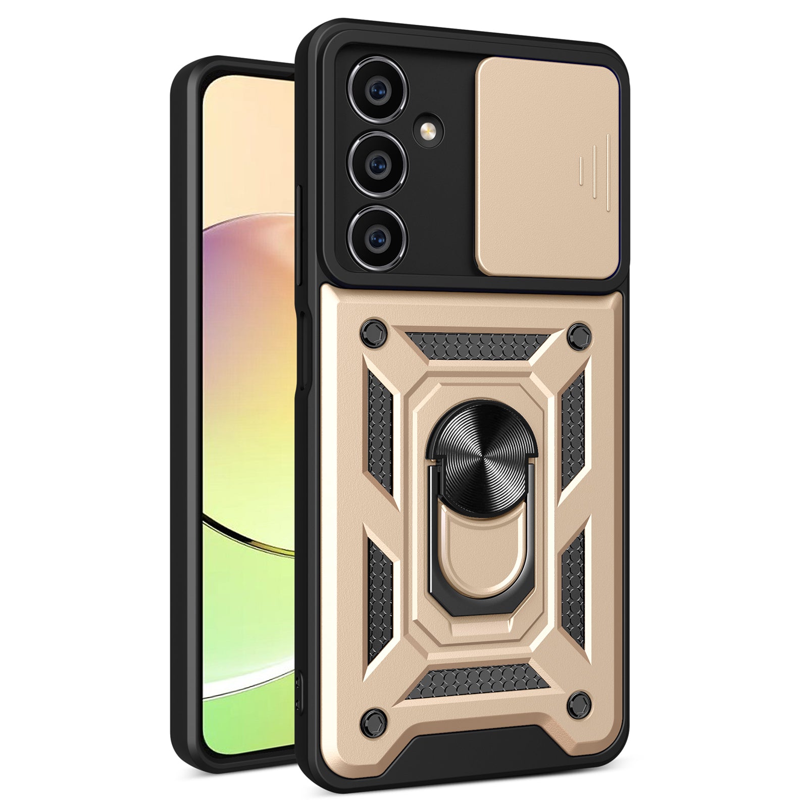 For Samsung Galaxy A05s 4G Cell Phone Case Slide Lens Protection Kickstand Back Shell - Red