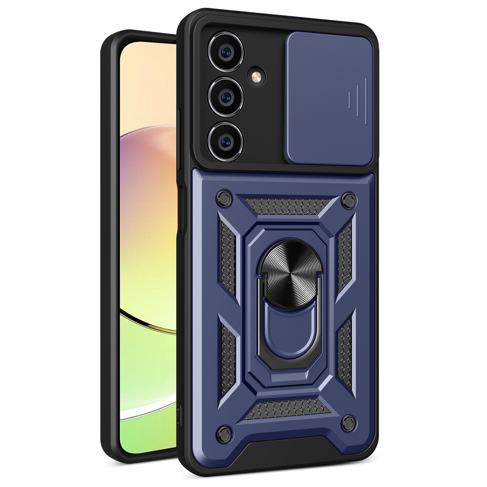 For Samsung Galaxy A05s 4G Cell Phone Case Slide Lens Protection Kickstand Back Shell - Red