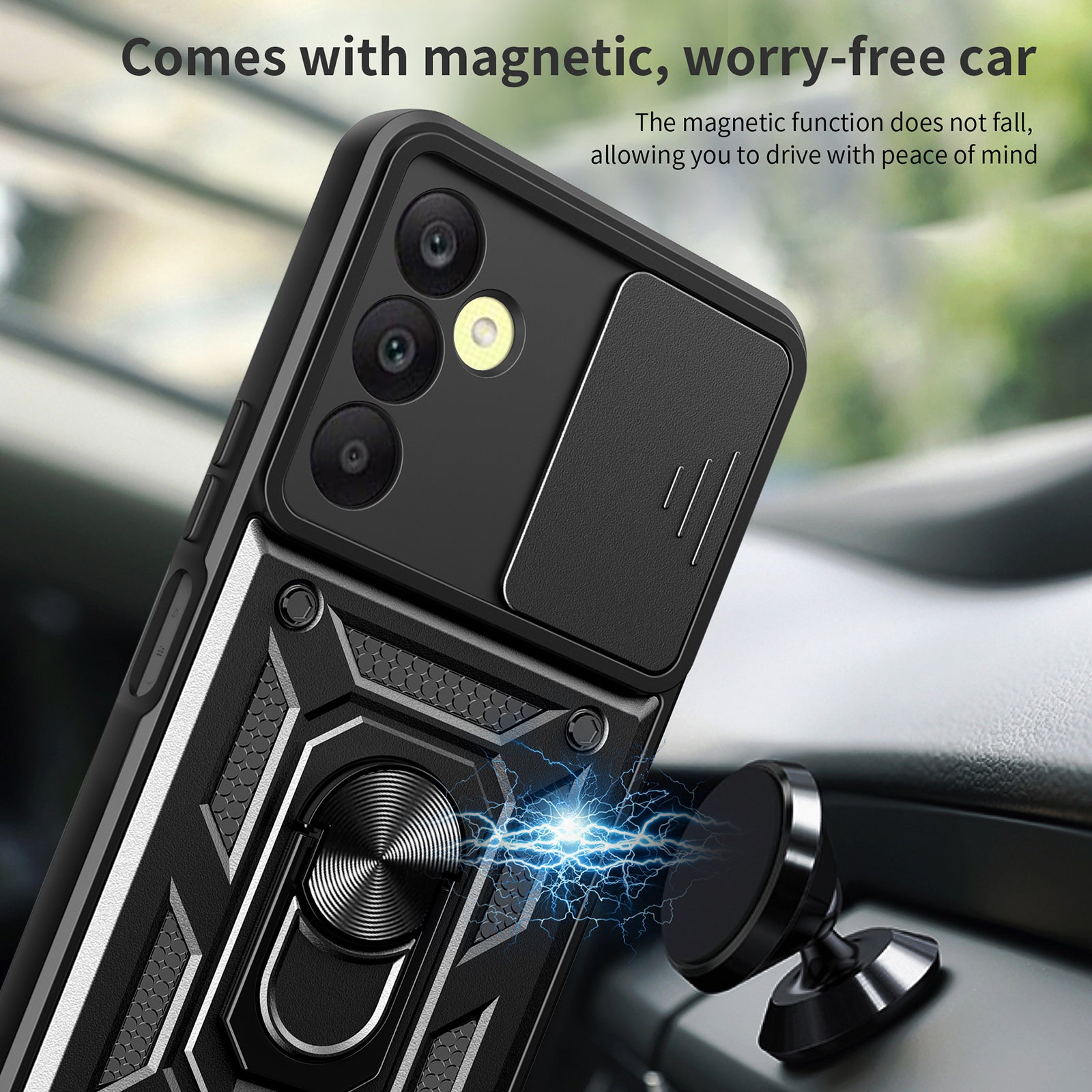 For Samsung Galaxy A25 5G (Global) (161.0 x 76.5 x 8.3mm) Case Anti-scratch PC+TPU Protective Cover with Slide Lens Lid - Silver