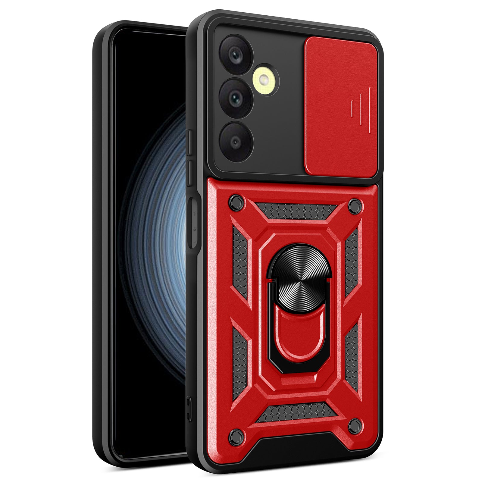 For Samsung Galaxy A25 5G (Global) (161.0 x 76.5 x 8.3mm) Case Anti-scratch PC+TPU Protective Cover with Slide Lens Lid - Silver