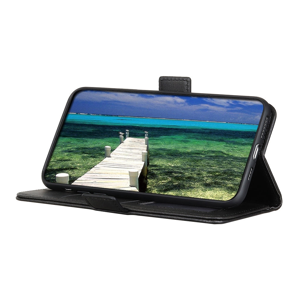 For Samsung Galaxy Xcover7 Leather Folio Wallet Case Stand Protective Flip Phone Cover - Black