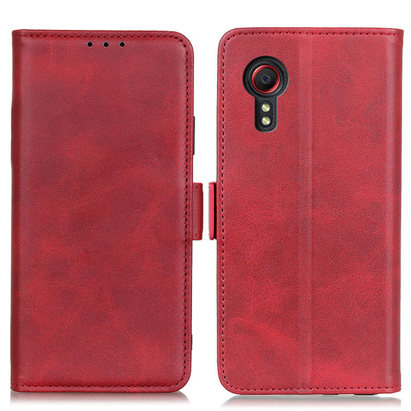 For Samsung Galaxy Xcover7 Leather Folio Wallet Case Stand Protective Flip Phone Cover - Black