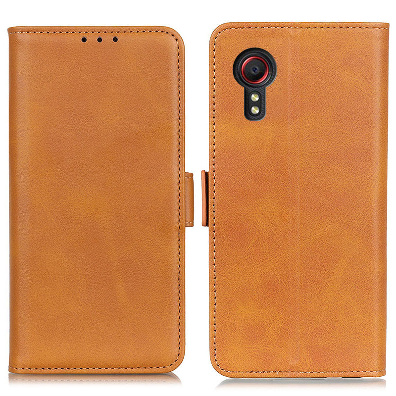 For Samsung Galaxy Xcover7 Leather Folio Wallet Case Stand Protective Flip Phone Cover - Black