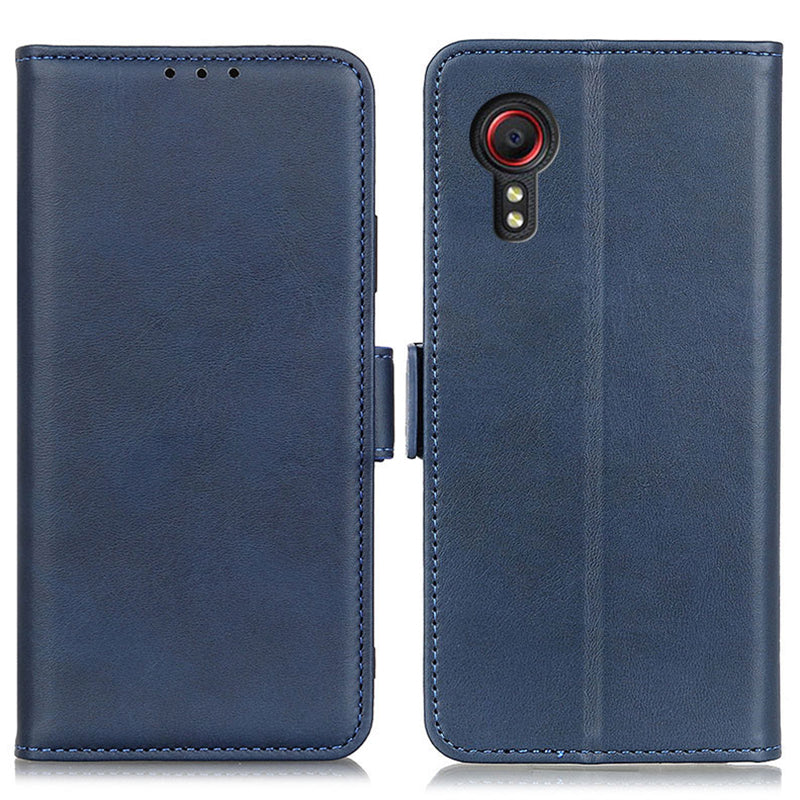 For Samsung Galaxy Xcover7 Leather Folio Wallet Case Stand Protective Flip Phone Cover - Black