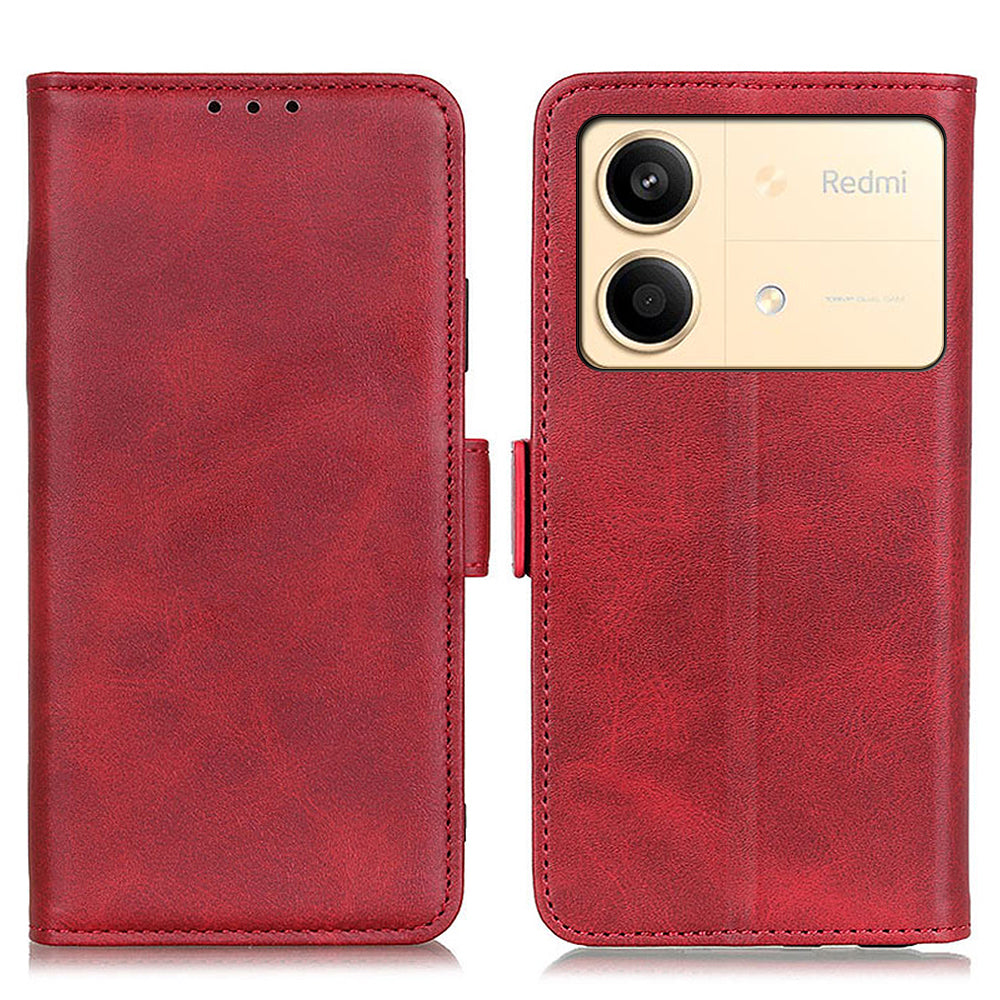 For Xiaomi Redmi Note 13R Pro 5G PU Leather Case Protective Magnetic Calf Texture Phone Cover - Black