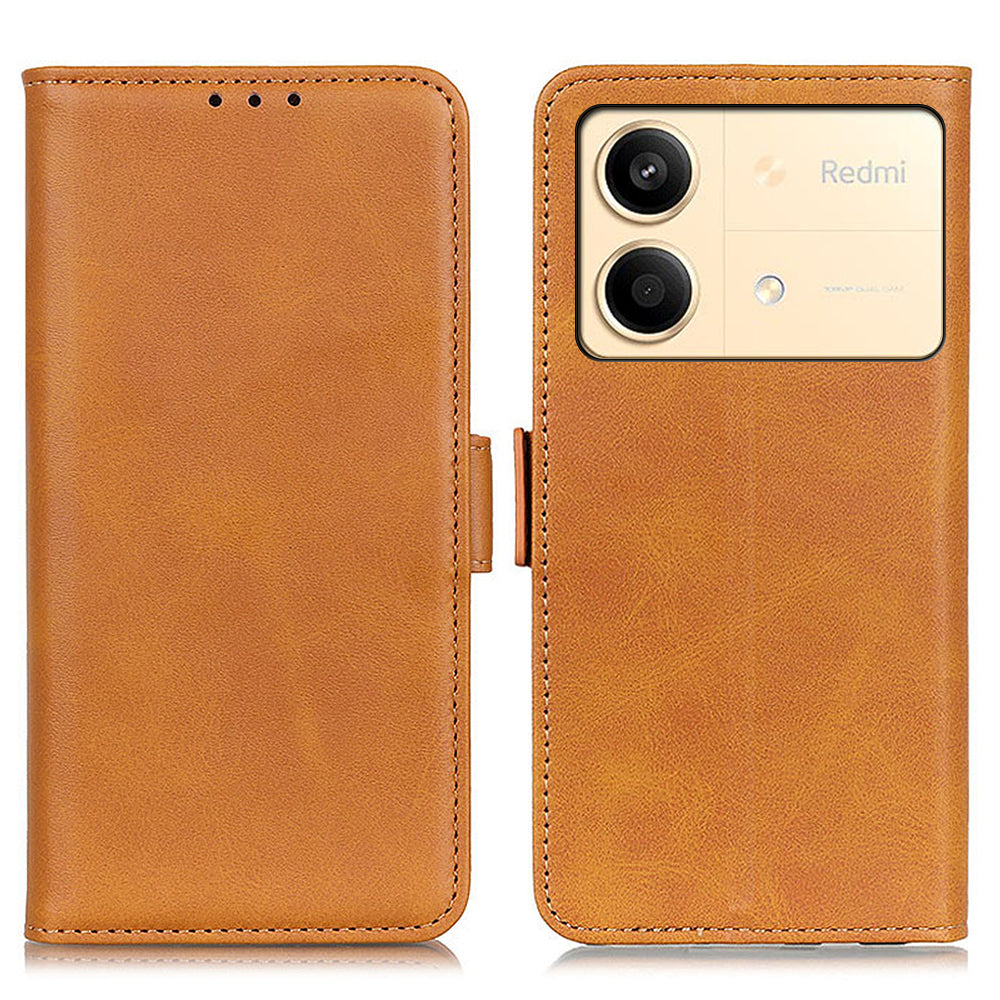 For Xiaomi Redmi Note 13R Pro 5G PU Leather Case Protective Magnetic Calf Texture Phone Cover - Black