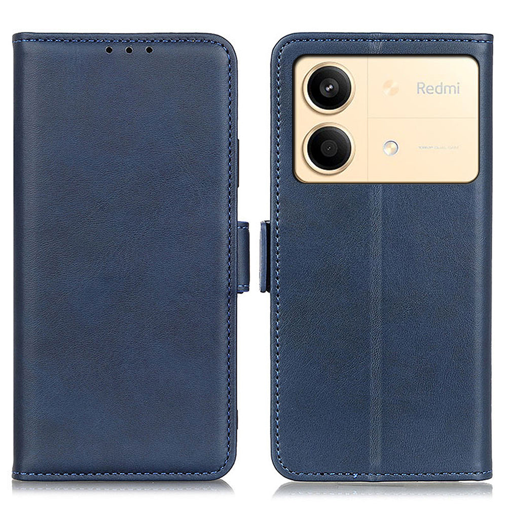 For Xiaomi Redmi Note 13R Pro 5G PU Leather Case Protective Magnetic Calf Texture Phone Cover - Black