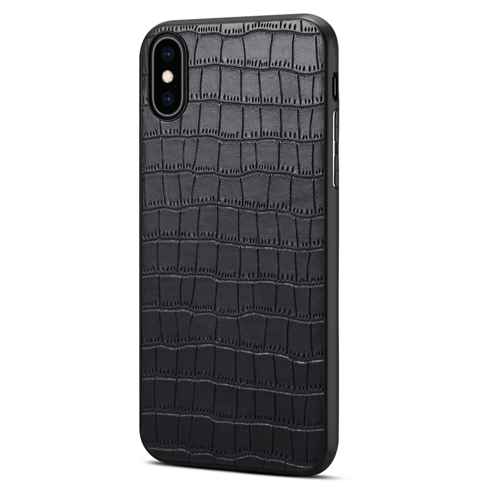 For iPhone XS Max Cell Phone Case Crocodile Textured PU Leather+PC+TPU Anti-drop Cover - Black