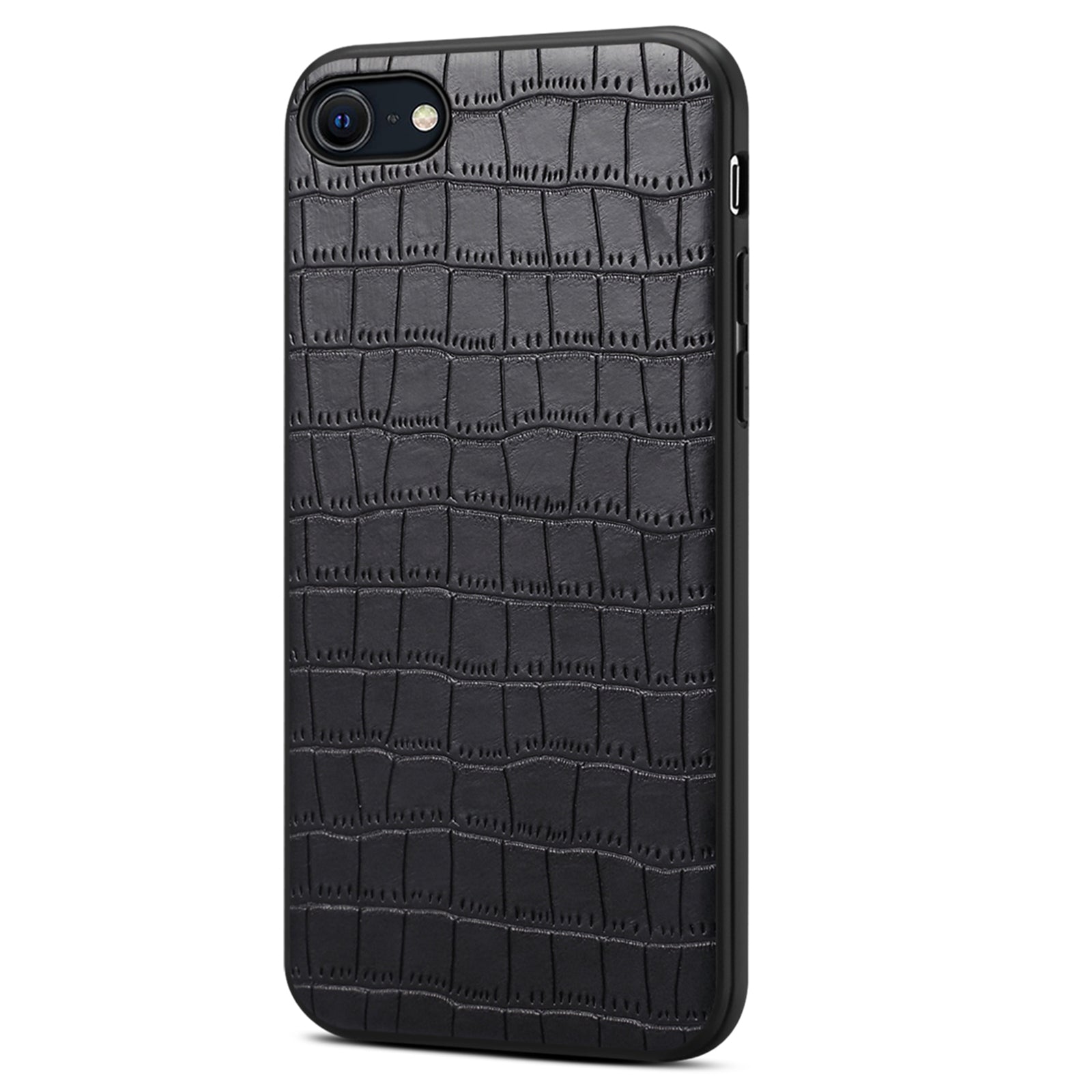 For iPhone 7 / 8 / SE (2020) / SE (2022) Case Crocodile Textured PU Leather+PC+TPU Phone Cover - Black