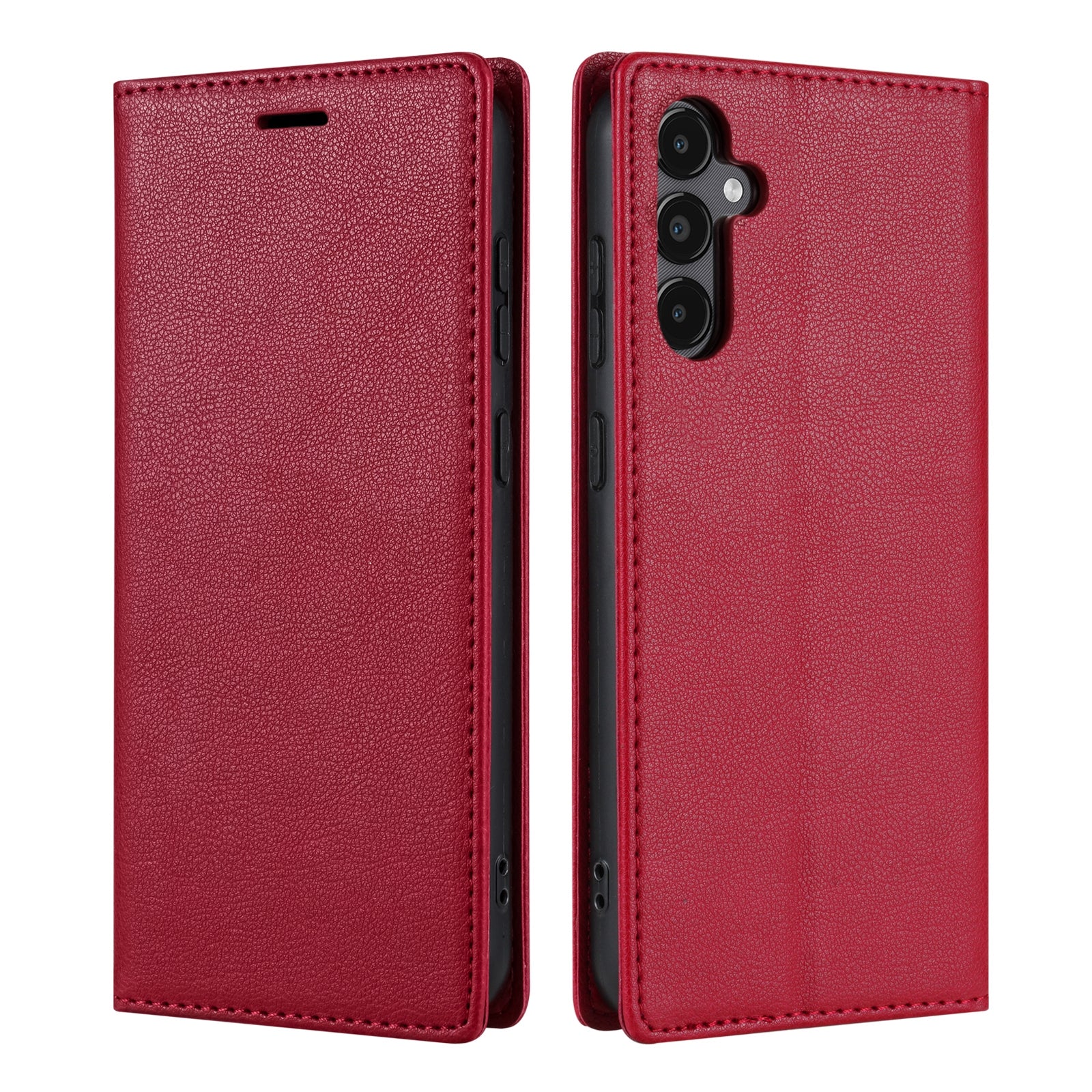 BKS-001 For Samsung Galaxy A55 5G Case Magnetic Shock Absorbing Leather Phone Cover - Brown