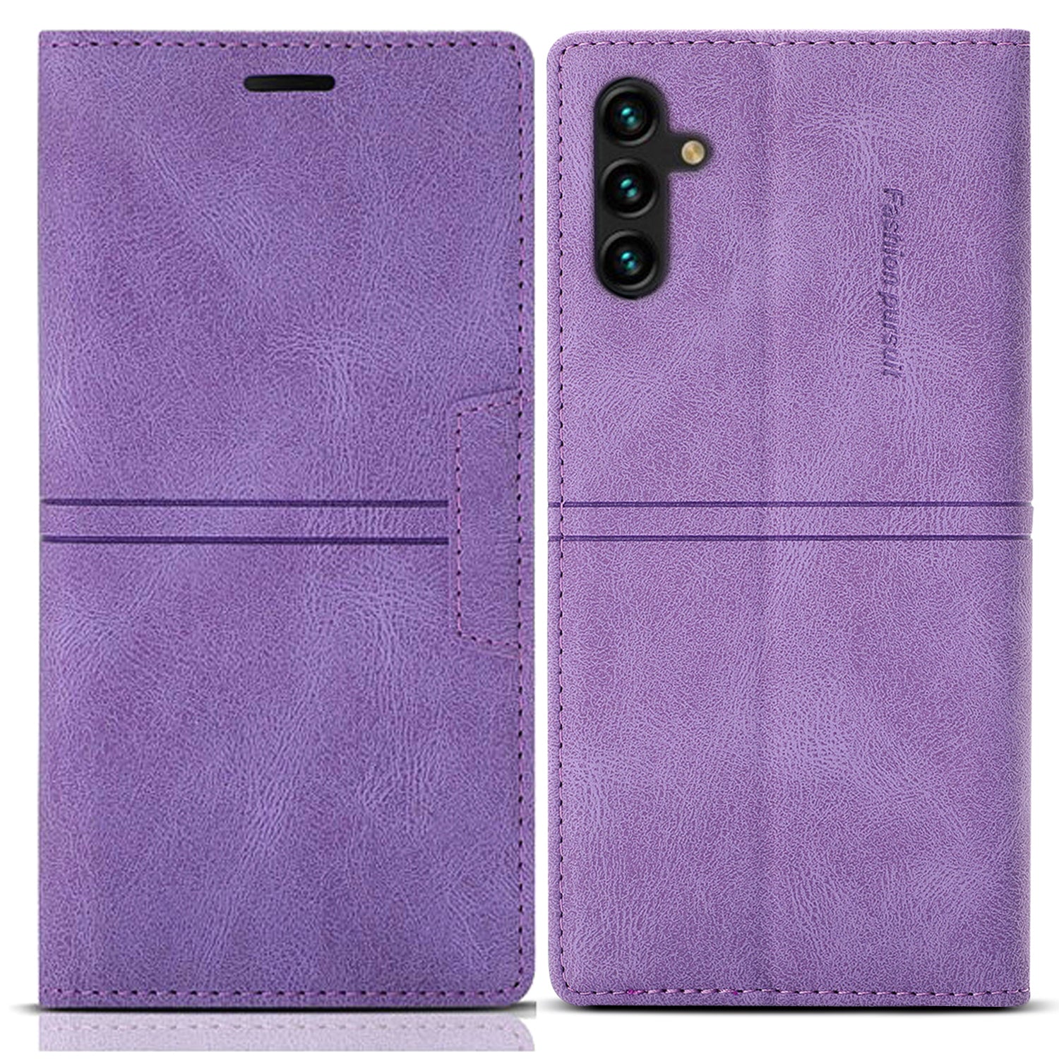For Samsung Galaxy A55 5G Cell Phone Case Anti-drop Wallet Leather Shockproof Stand Cover - Purple