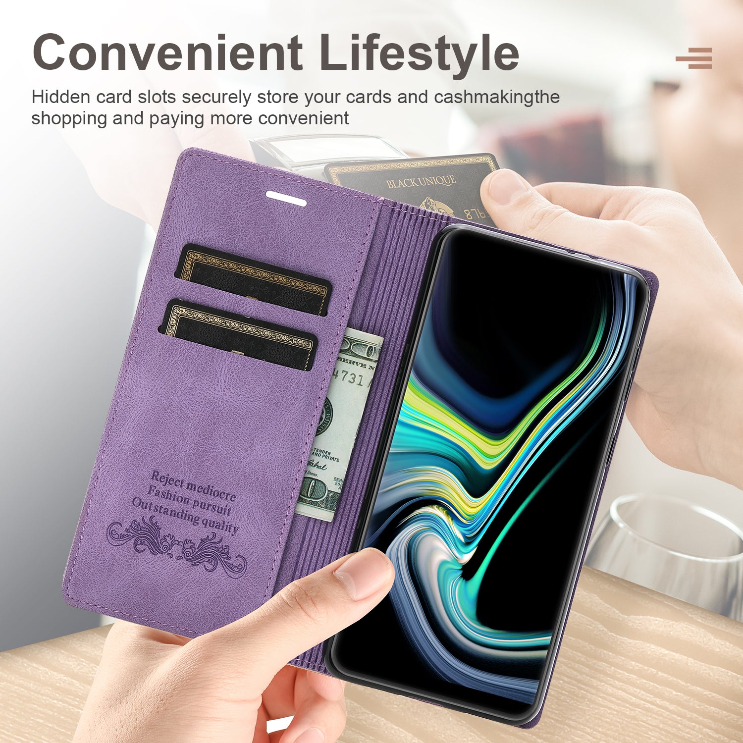 For Samsung Galaxy A55 5G Cell Phone Case Anti-drop Wallet Leather Shockproof Stand Cover - Purple