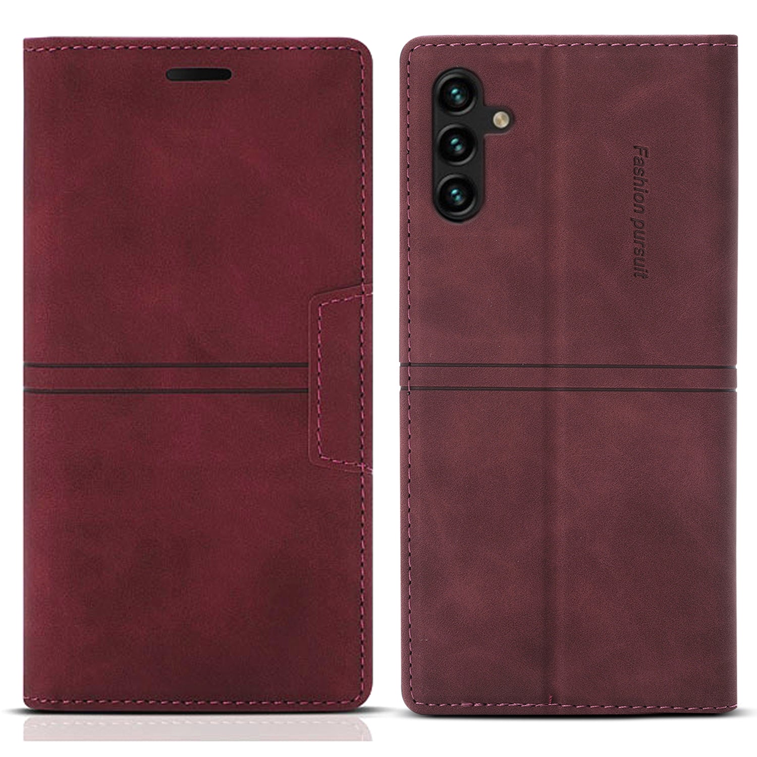 For Samsung Galaxy A55 5G Cell Phone Case Anti-drop Wallet Leather Shockproof Stand Cover - Purple