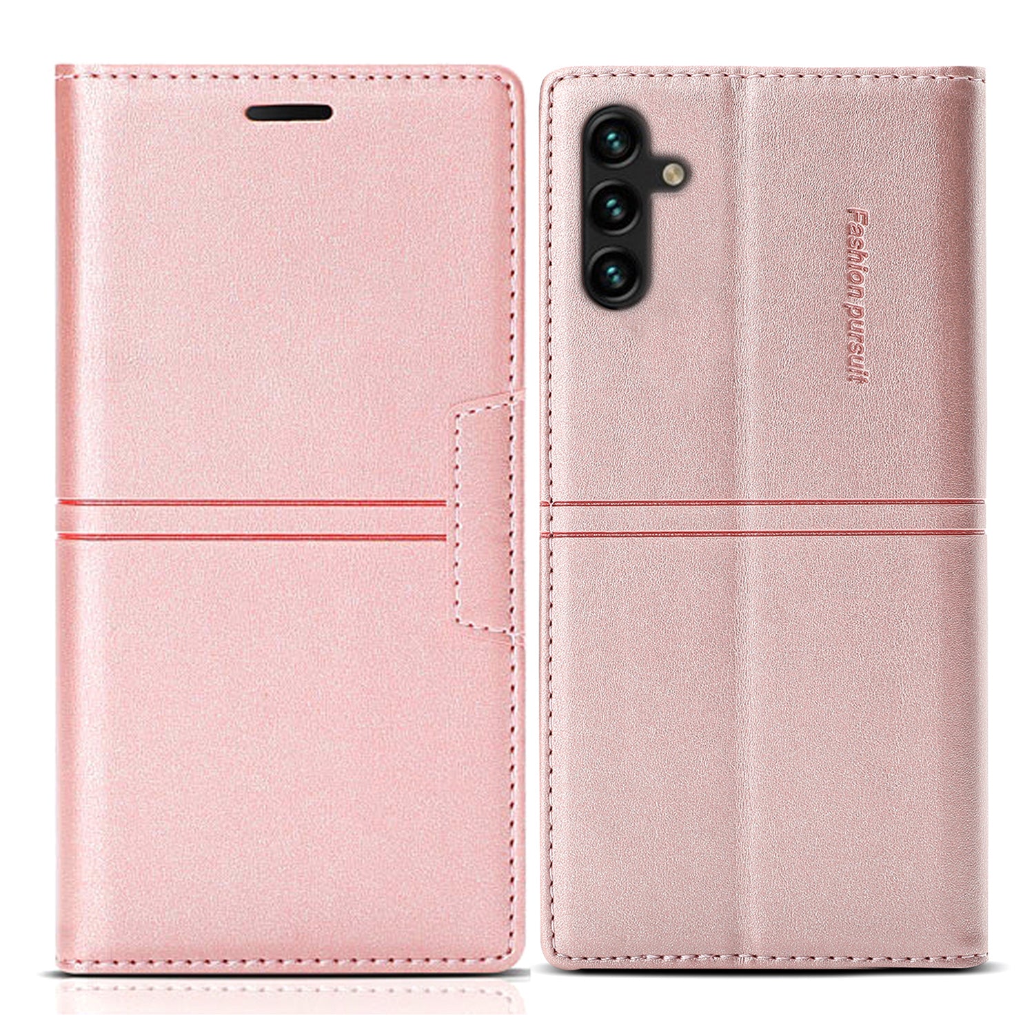 For Samsung Galaxy A35 5G Cell Phone Case Magnetic Auto Closing Flip Stand Wallet Leather Cover - Purple