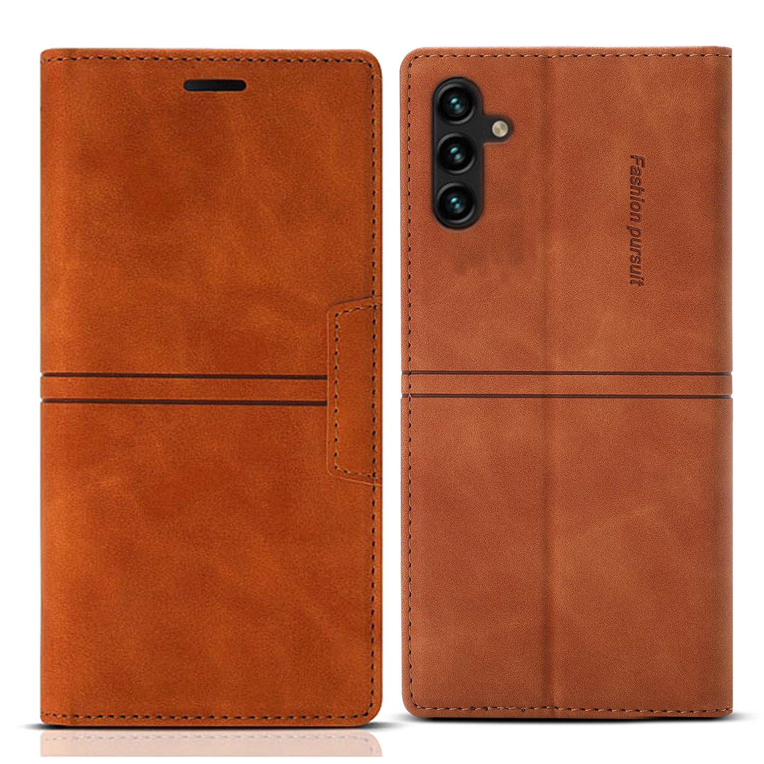 For Samsung Galaxy A35 5G Cell Phone Case Magnetic Auto Closing Flip Stand Wallet Leather Cover - Purple