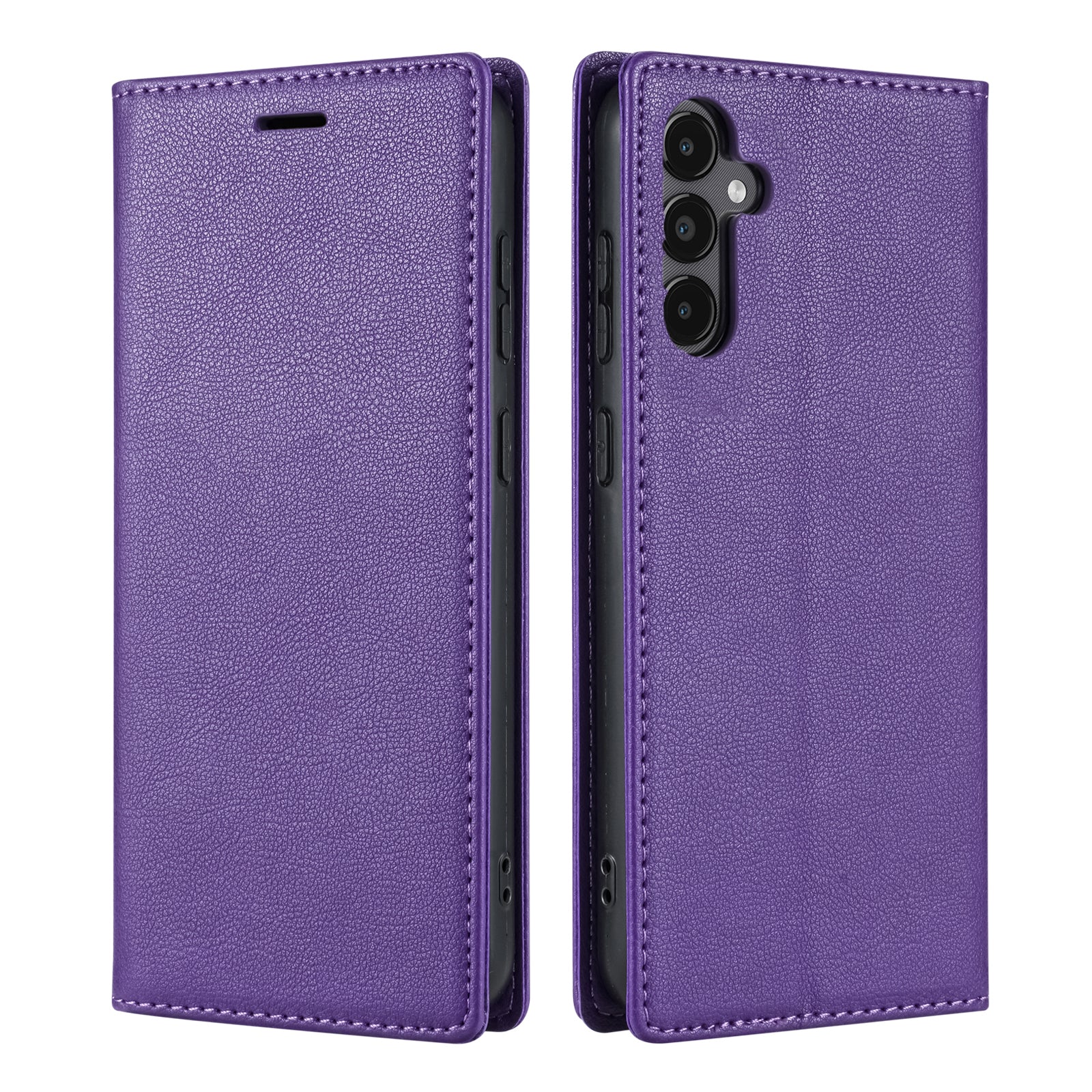 BKS-001 For Samsung Galaxy A35 5G Magnetic Case PU Leather+TPU Card Holder Phone Cover - Brown
