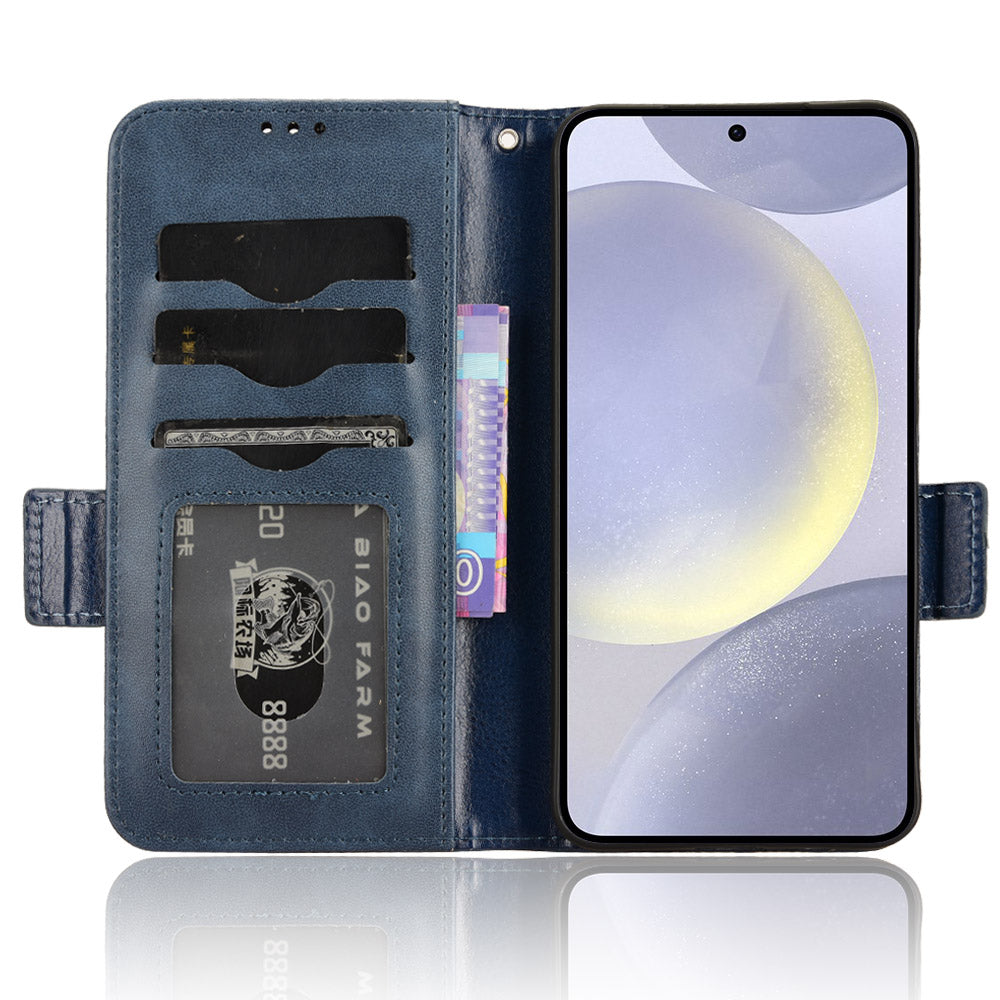 For Samsung Galaxy S24+ Cell Phone Case Imprinted Triangle Anti-drop Wallet PU Leather Cover - Blue