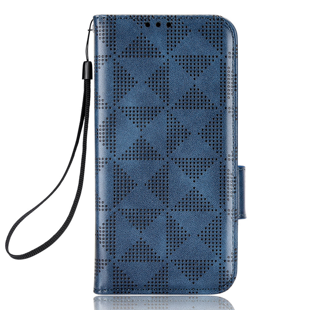 For Samsung Galaxy S24+ Cell Phone Case Imprinted Triangle Anti-drop Wallet PU Leather Cover - Blue