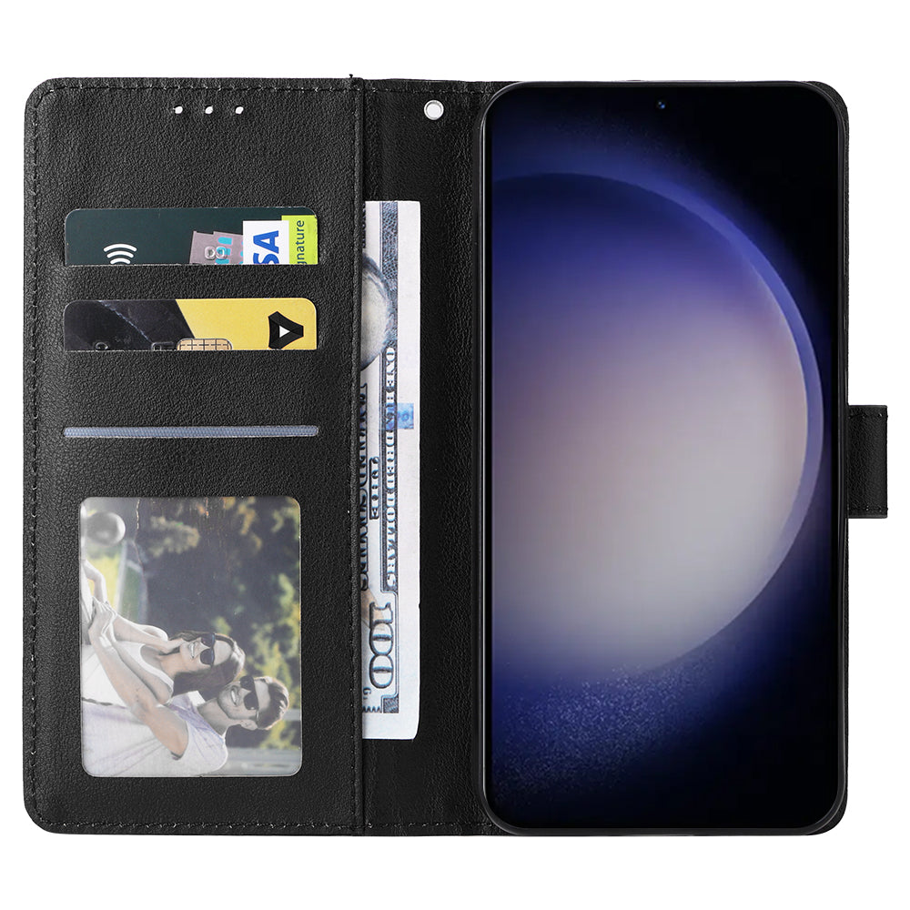 For Samsung Galaxy S24+ Case with Hand Strap PU Leather Phone Cover with Wallet