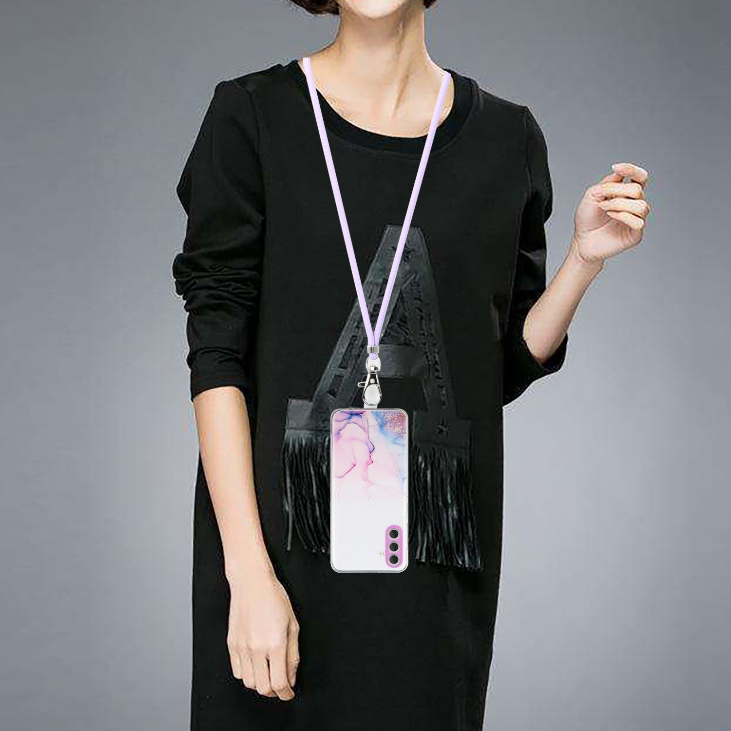 For Samsung Galaxy A35 5G Case Soft TPU Marble Pattern Phone Cover with Lanyard