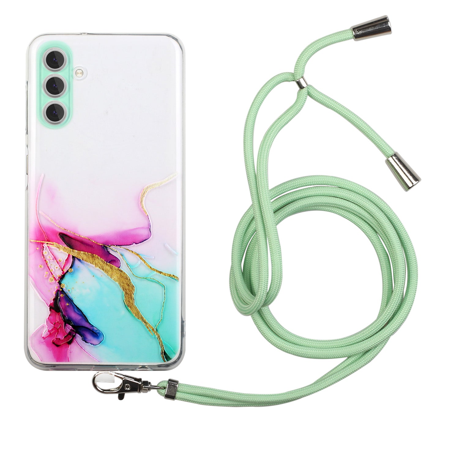 For Samsung Galaxy A35 5G Case Soft TPU Marble Pattern Phone Cover with Lanyard