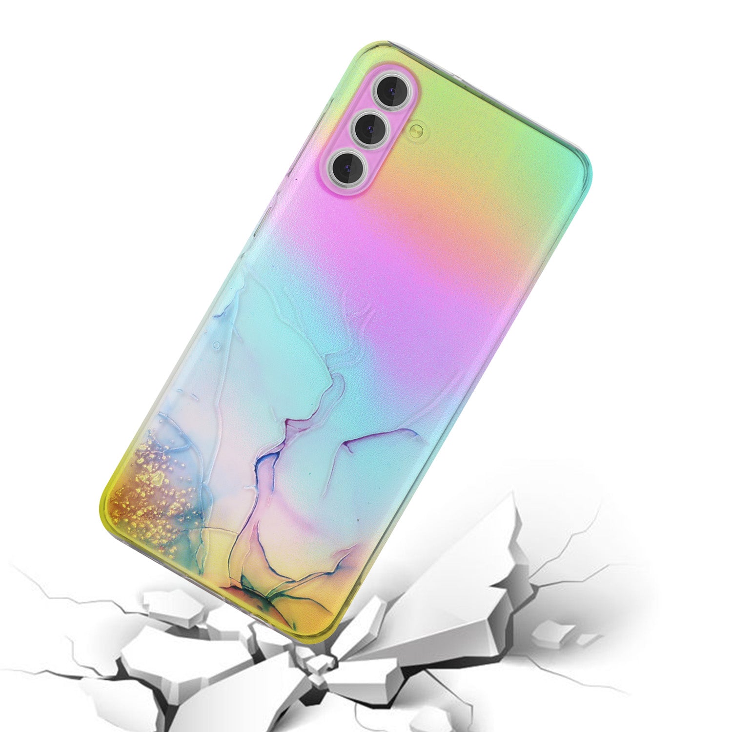 For Samsung Galaxy A25 5G (Global) (161.0 x 76.5 x 8.3mm) Phone Case Colorful Laser Marble Pattern Cover