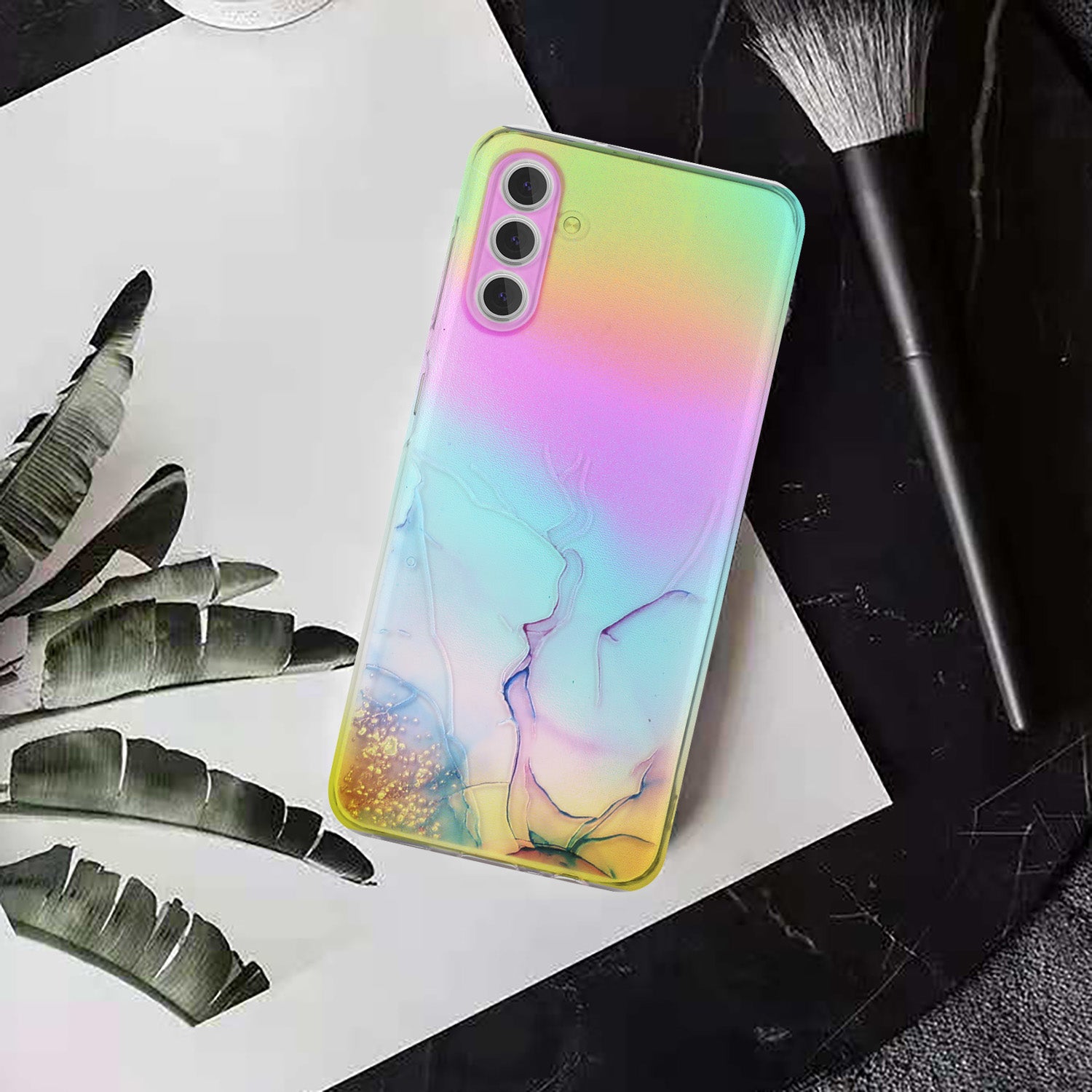 For Samsung Galaxy A25 5G (Global) (161.0 x 76.5 x 8.3mm) Phone Case Colorful Laser Marble Pattern Cover