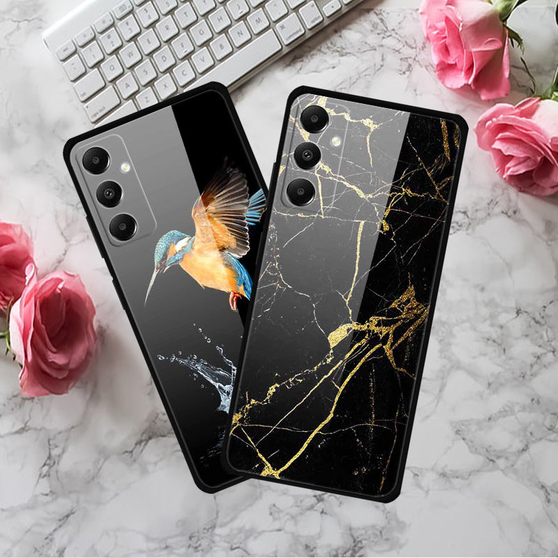 For Samsung Galaxy A05s 4G Case PC+Tempered Glass+TPU Pattern Printing Phone Cover