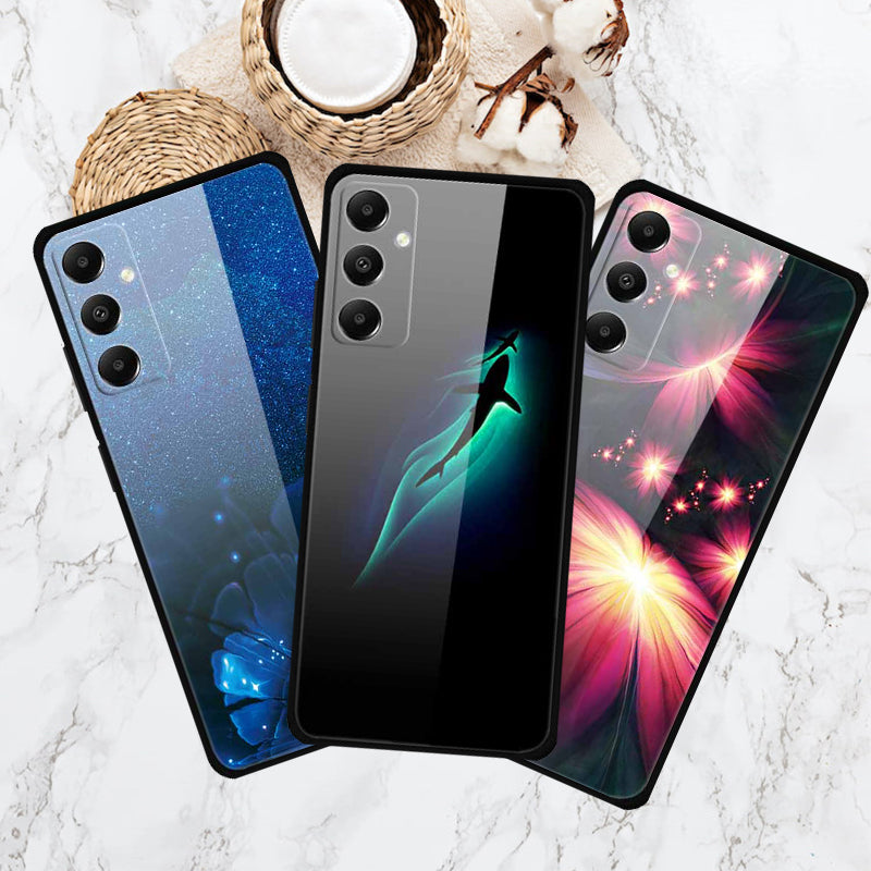 For Samsung Galaxy A05s 4G Case PC+Tempered Glass+TPU Pattern Printing Phone Cover