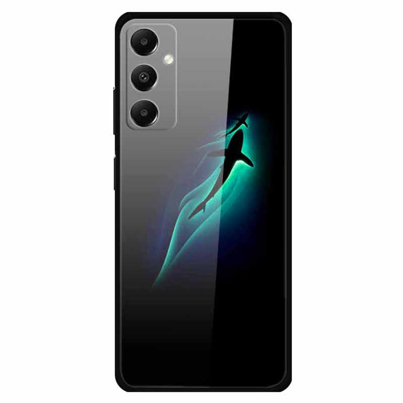 For Samsung Galaxy A05s 4G Case PC+Tempered Glass+TPU Pattern Printing Phone Cover