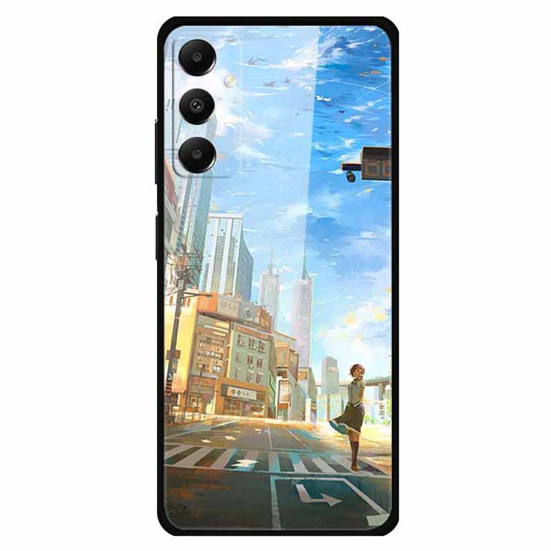 For Samsung Galaxy A05s 4G Case PC+Tempered Glass+TPU Pattern Printing Phone Cover