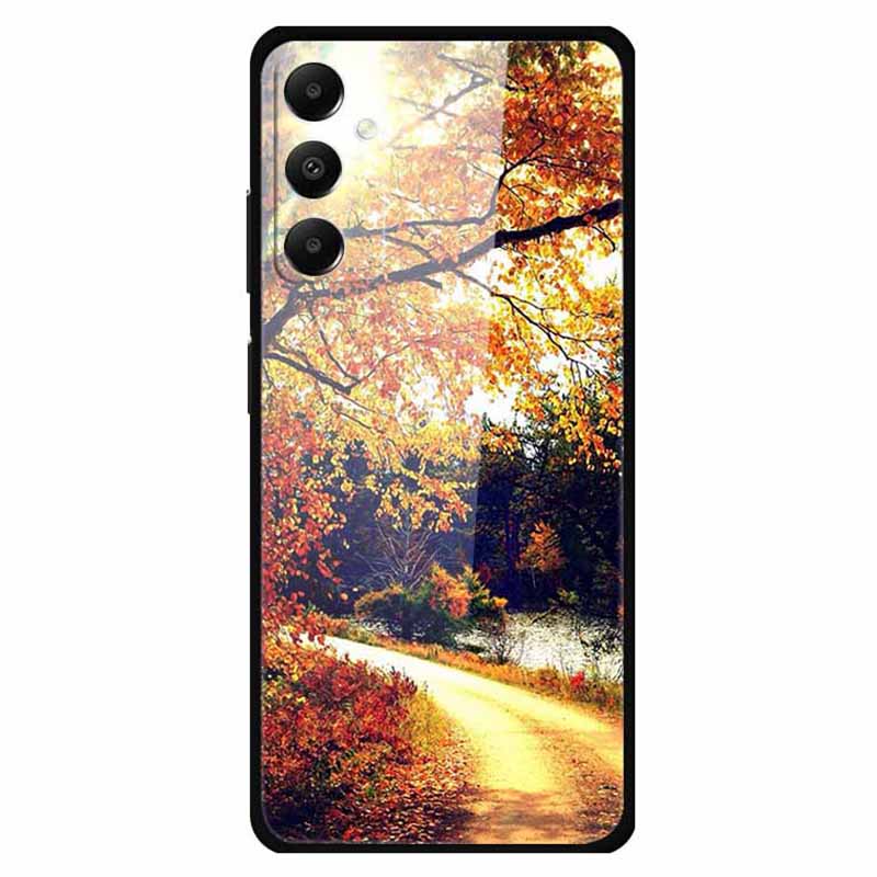 For Samsung Galaxy A05s 4G Case PC+Tempered Glass+TPU Pattern Printing Phone Cover