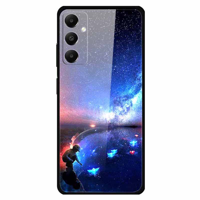For Samsung Galaxy A05s 4G Case PC+Tempered Glass+TPU Pattern Printing Phone Cover