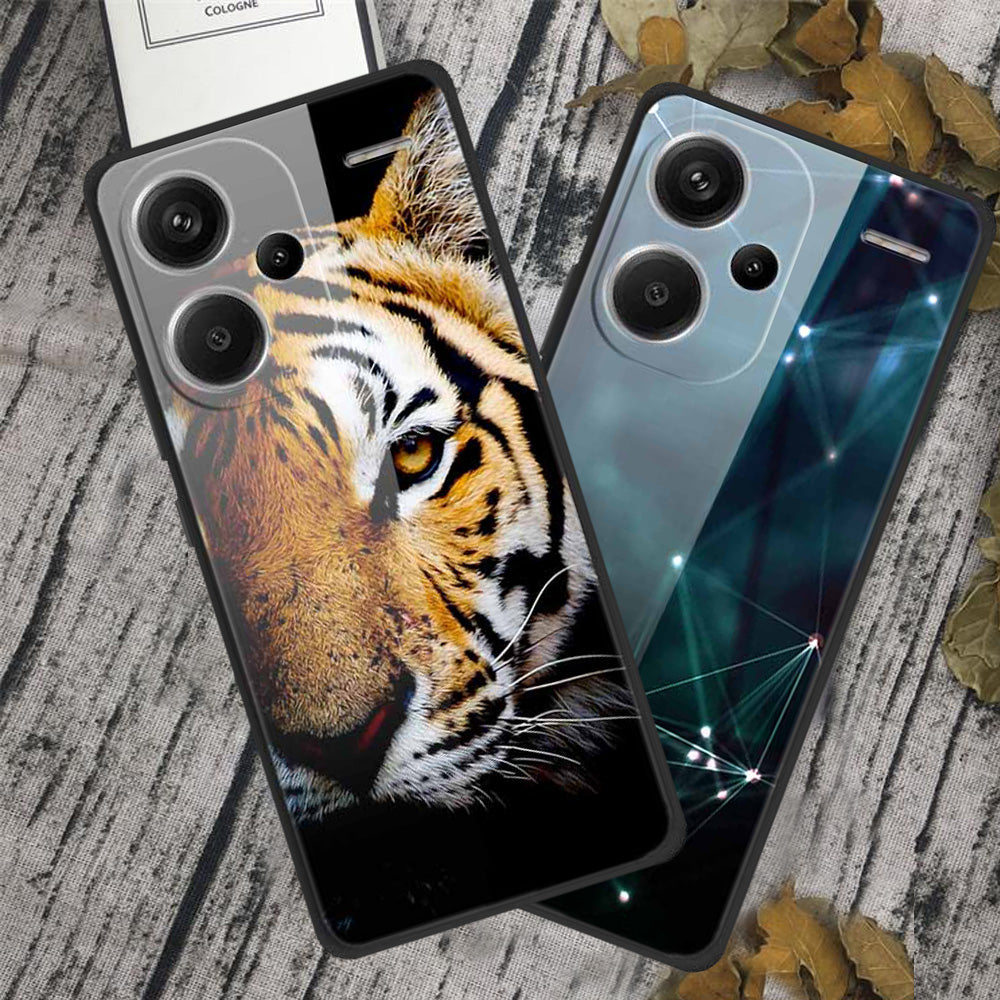 For Xiaomi Redmi Note 13 Pro+ 5G Cover Pattern Printing PC+TPU+Tempered Glass Phone Case