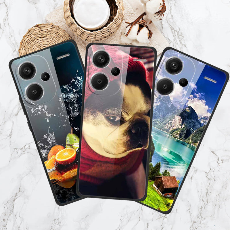 For Xiaomi Redmi Note 13 Pro+ 5G Cover Pattern Printing PC+TPU+Tempered Glass Phone Case