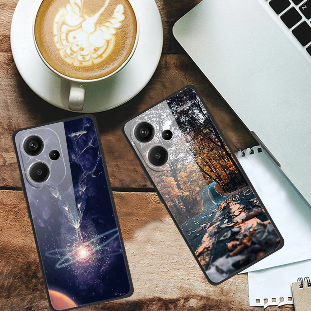 For Xiaomi Redmi Note 13 Pro+ 5G Cover Pattern Printing PC+TPU+Tempered Glass Phone Case