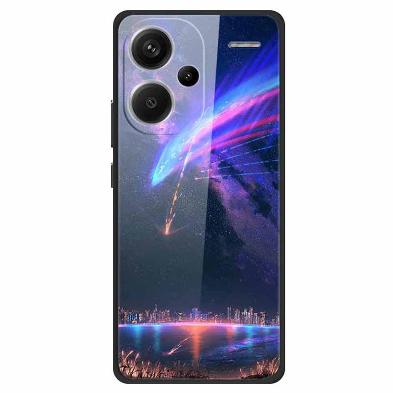 For Xiaomi Redmi Note 13 Pro+ 5G Cover Pattern Printing PC+TPU+Tempered Glass Phone Case