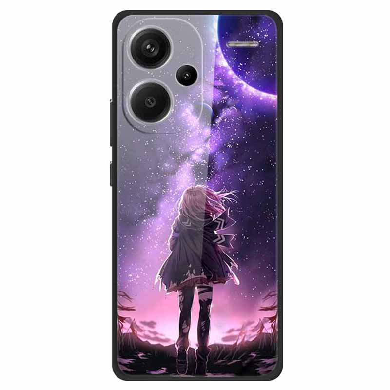 For Xiaomi Redmi Note 13 Pro+ 5G Cover Pattern Printing PC+TPU+Tempered Glass Phone Case
