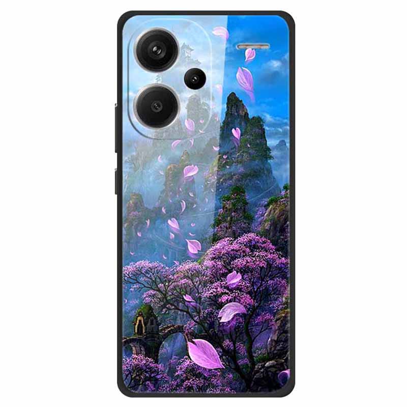 For Xiaomi Redmi Note 13 Pro+ 5G Cover Pattern Printing PC+TPU+Tempered Glass Phone Case
