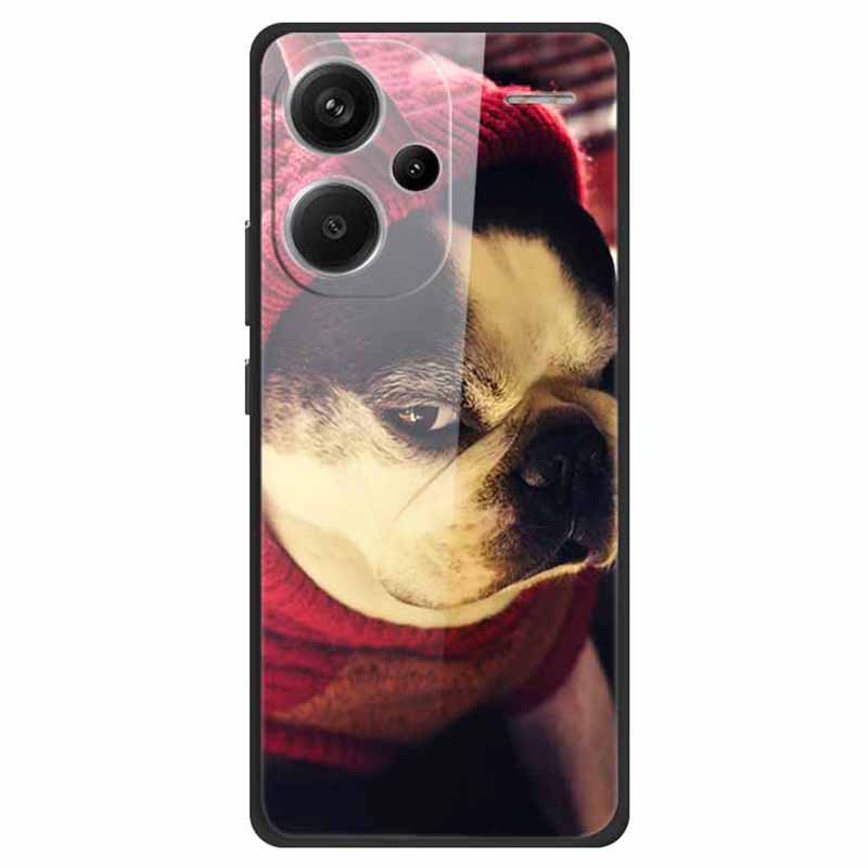 For Xiaomi Redmi Note 13 Pro+ 5G Cover Pattern Printing PC+TPU+Tempered Glass Phone Case
