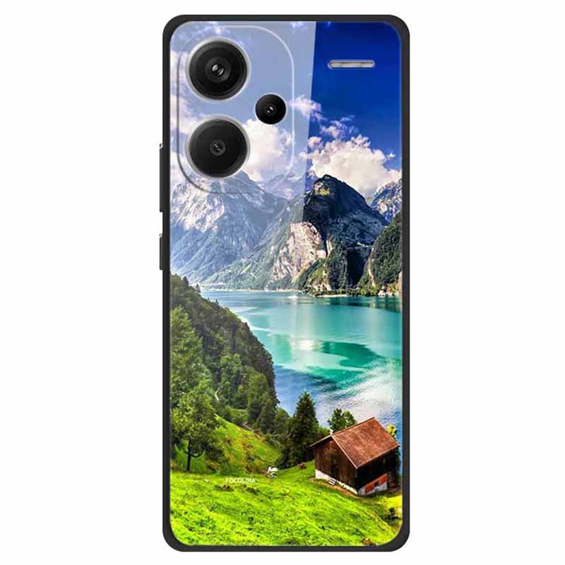 For Xiaomi Redmi Note 13 Pro+ 5G Cover Pattern Printing PC+TPU+Tempered Glass Phone Case